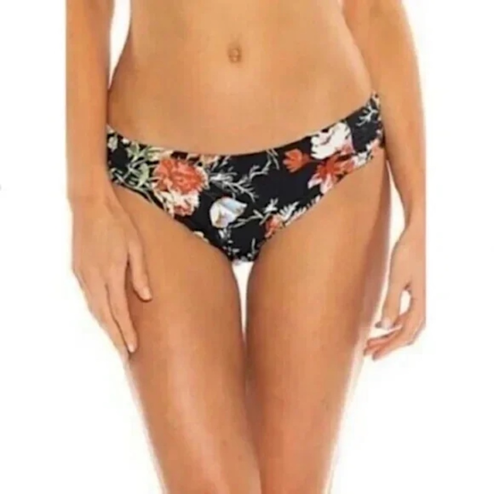 BECCA French Valley Black Floral Bikini Bottom Swimsuit XL NWT $58